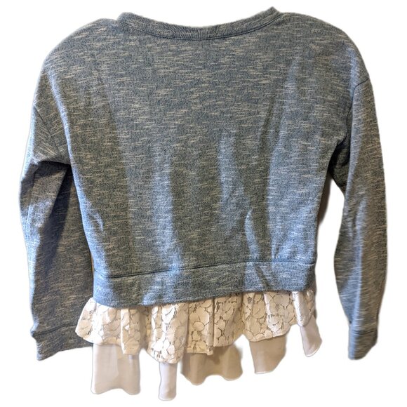 Girls Beautees Layered Blue Sweater Top Rhinestone Ruffle Lace Fairy Sz M - Picture 7 of 7